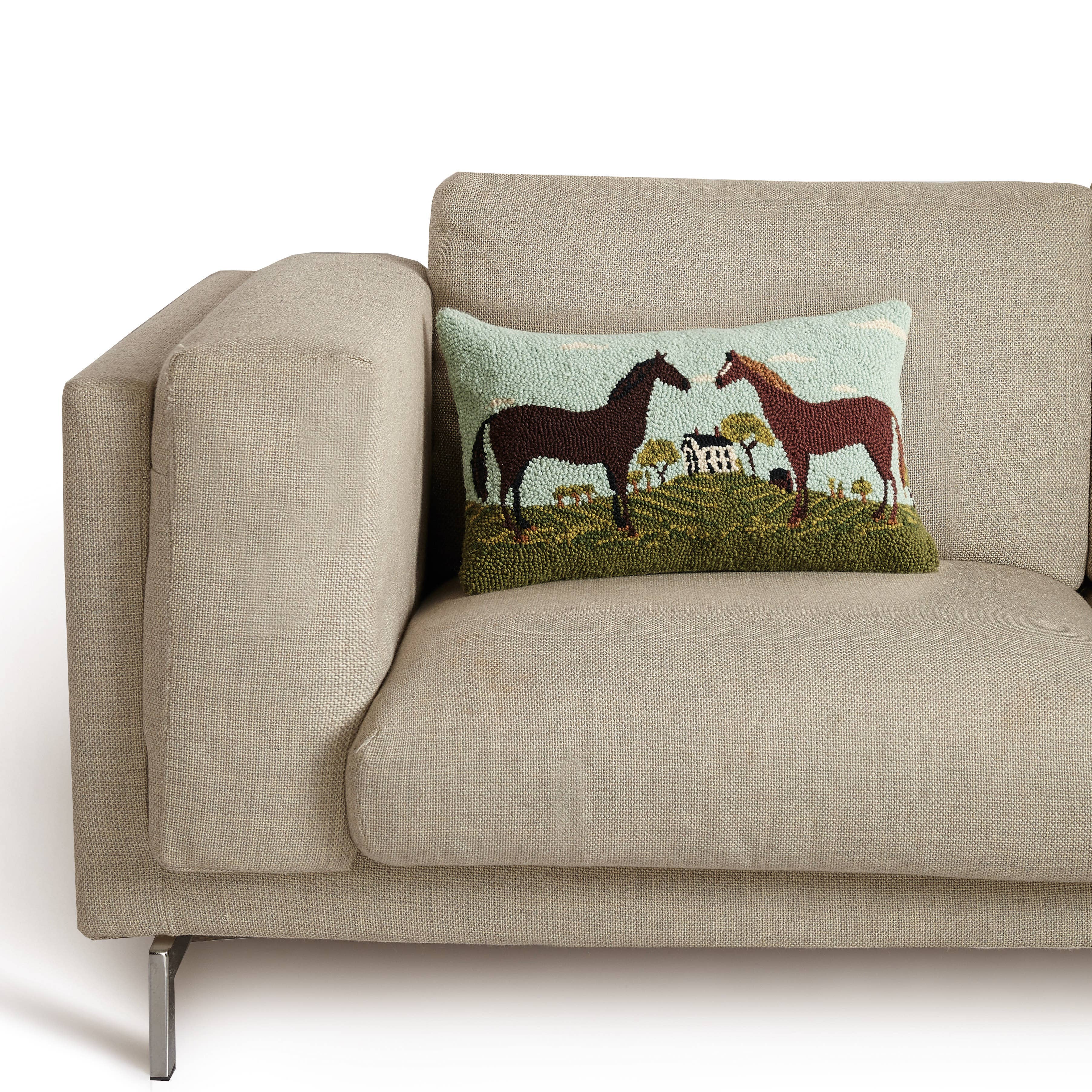 Horses Farmhouse Hook Pillow - Stylish In The Saddle