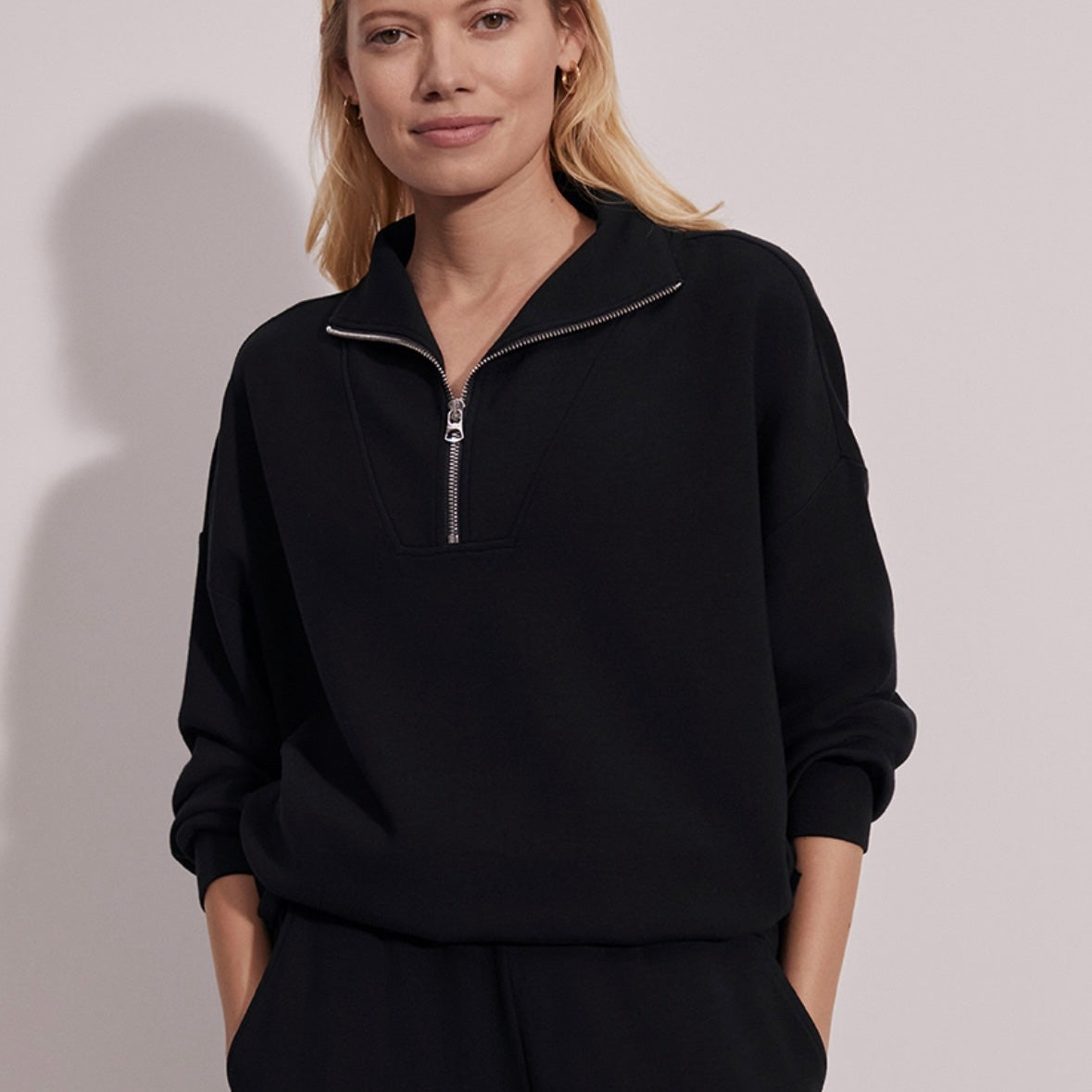 Hawley Quarter Zip Sweater Black - Stylish In The Saddle