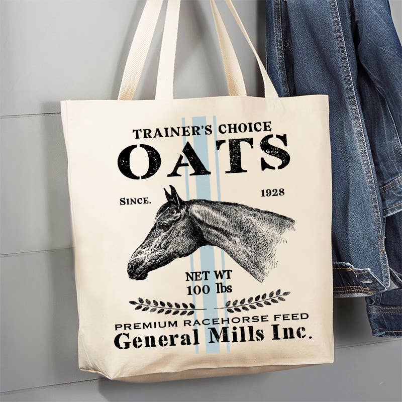 Trainers Choose Oats Horse Canvas Tote Bag - Stylish In The Saddle
