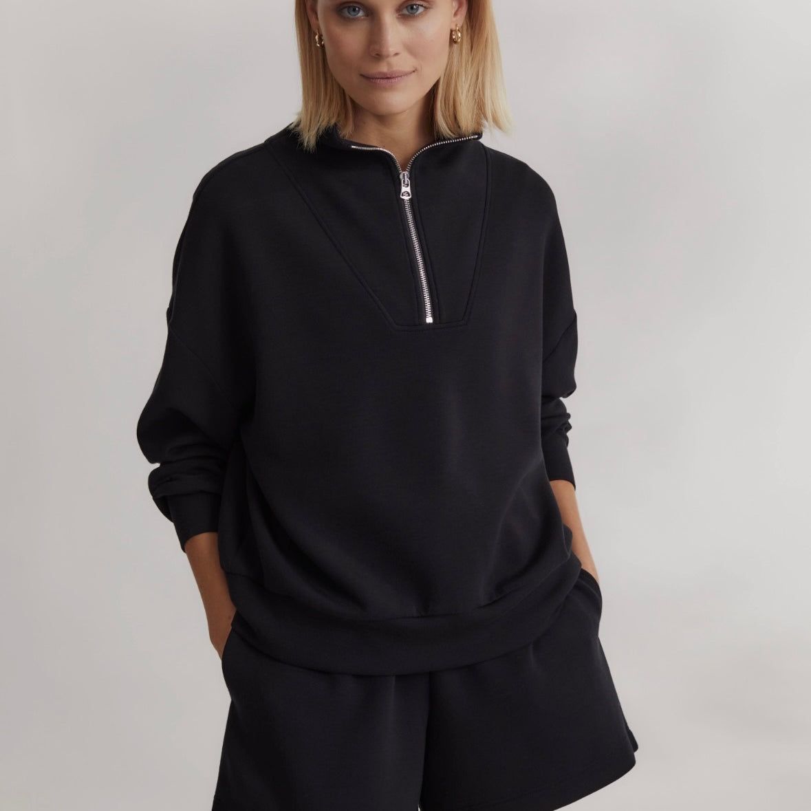 Hawley Quarter Zip Sweater Black - Stylish In The Saddle