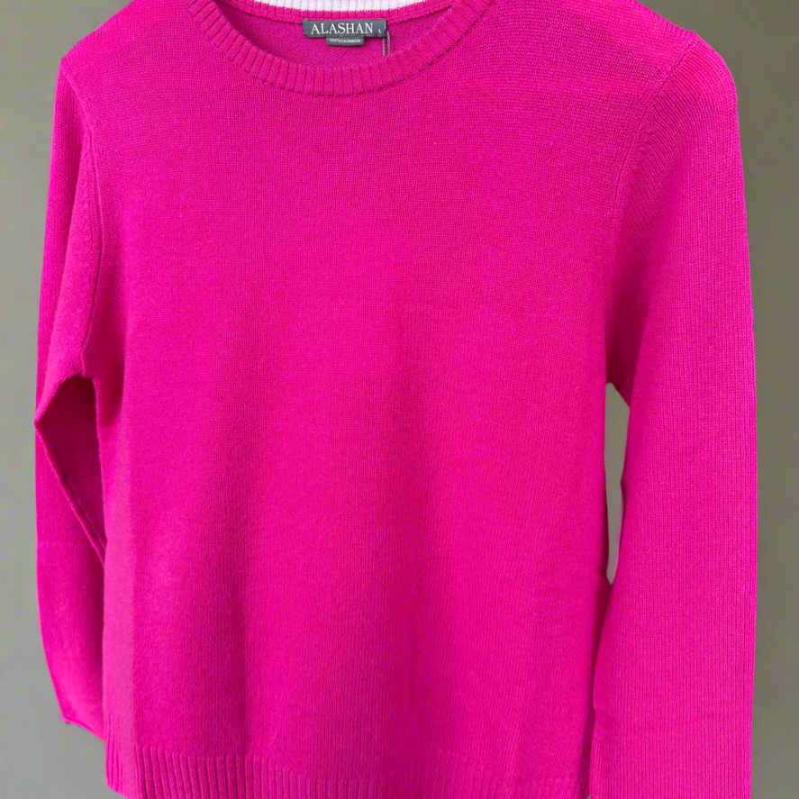 Classic Cashmere Crew Neck Sweater- Dragon Fruit - Stylish In The Saddle