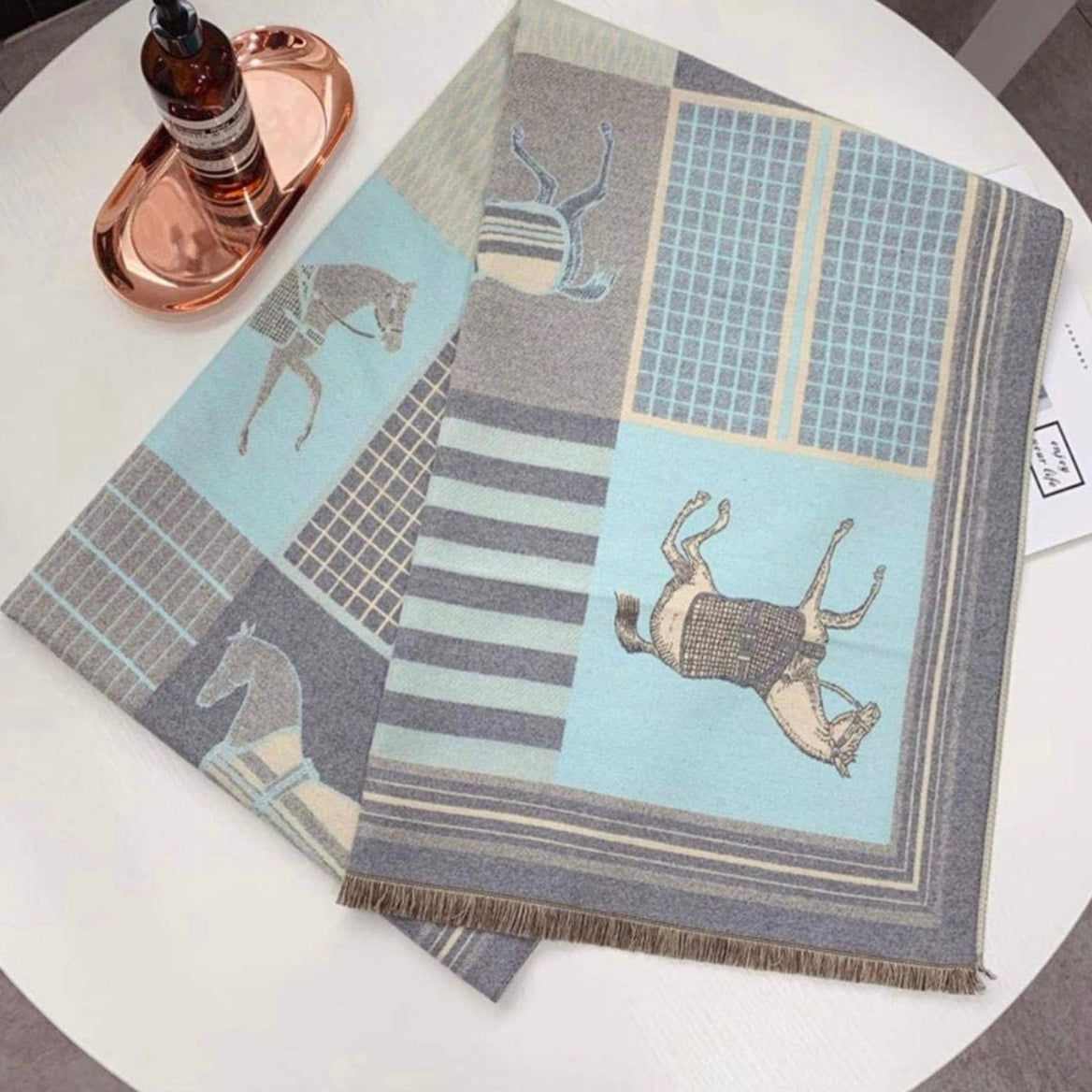 Light Blue Classic Equestrian Scarf/Shawl - Stylish In The Saddle