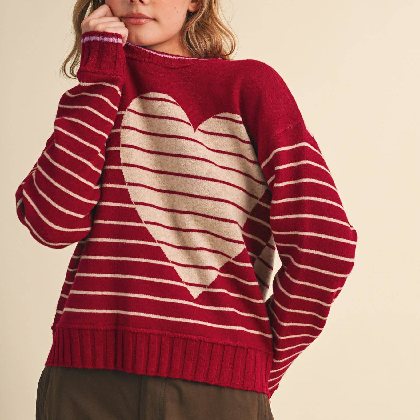 Heart Striped Sweater