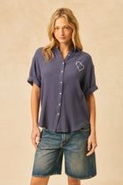 Felix Heart Button Down Top - Stylish In The Saddle