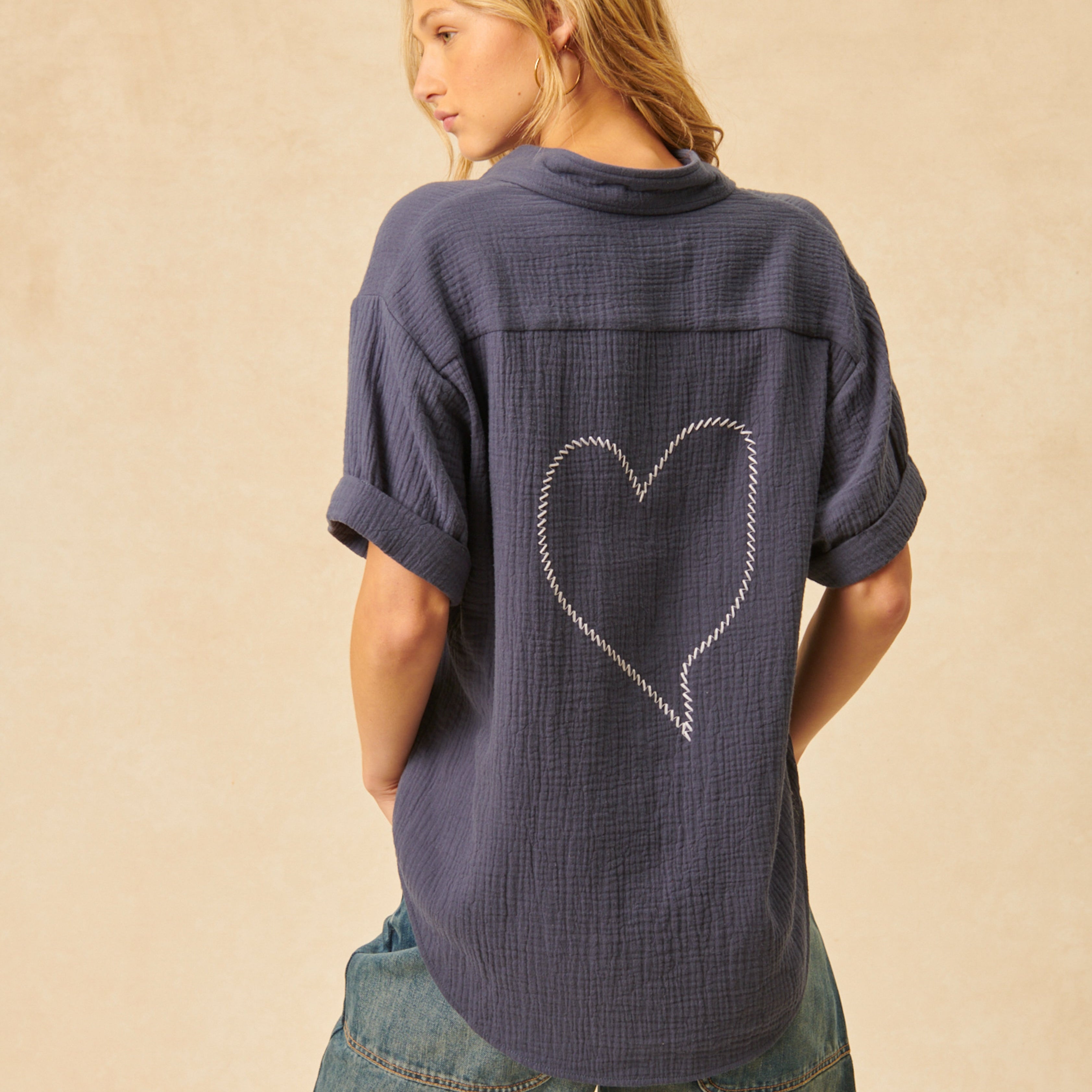 Felix Heart Button Down Top - Stylish In The Saddle