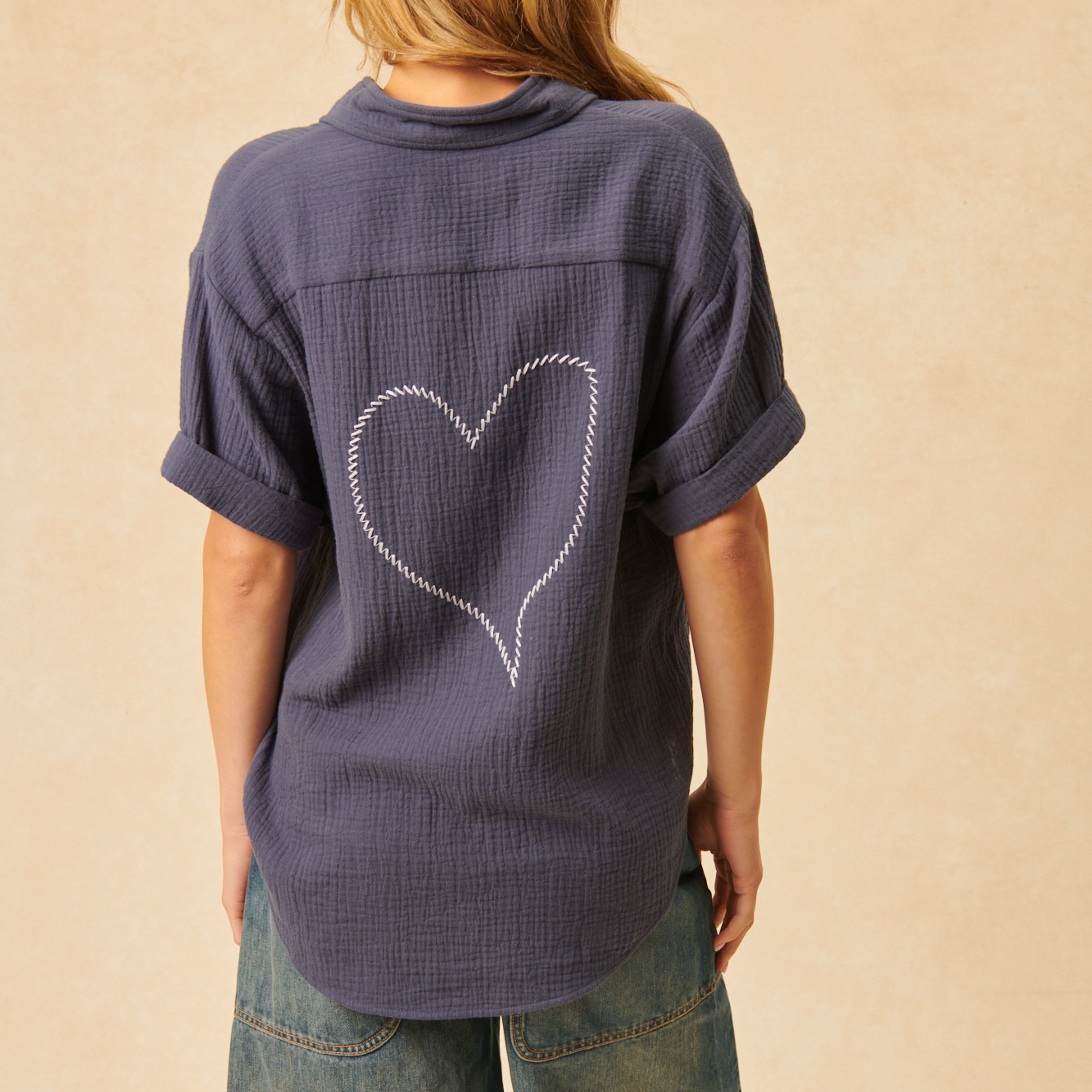 Felix Heart Button Down Top - Stylish In The Saddle