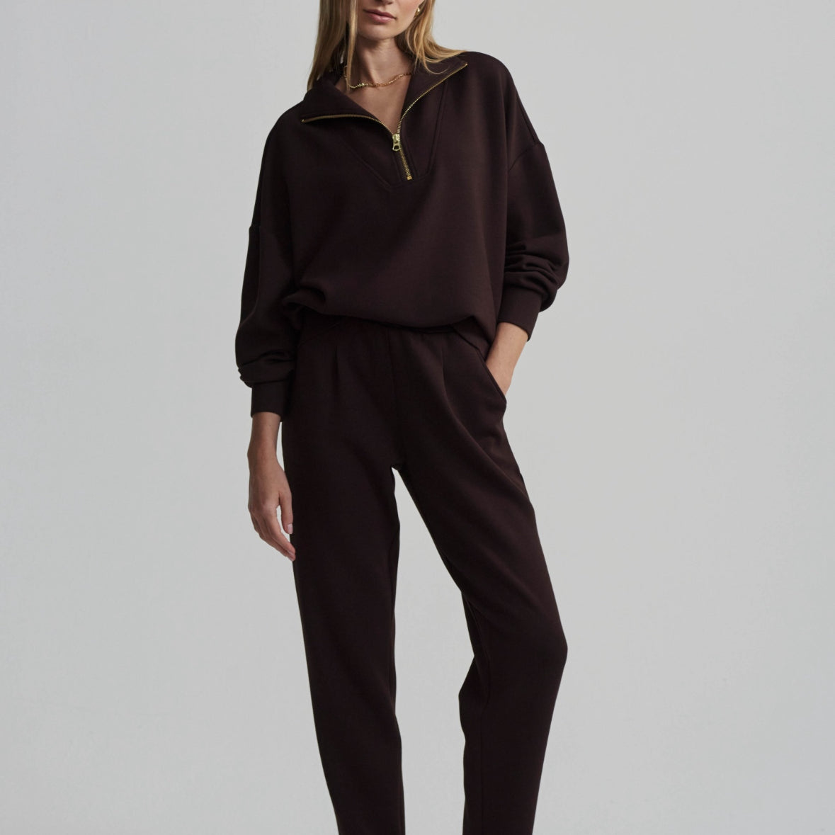 Hawley Quarter Zip Sweater Coffee - Stylish In The Saddle