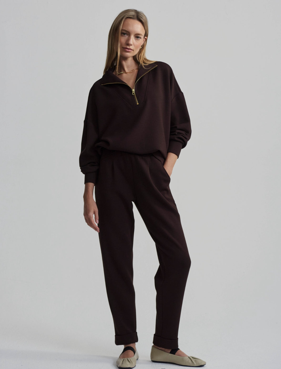 Hawley Quarter Zip Sweater Coffee - Stylish In The Saddle