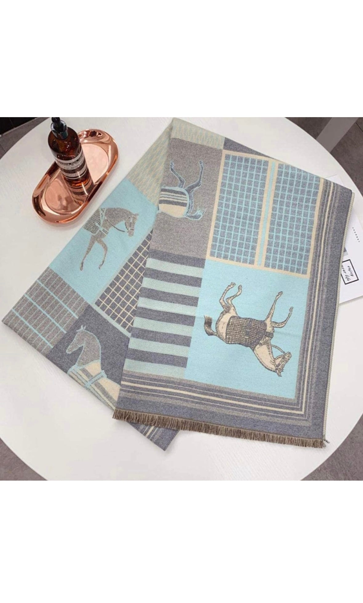 Light Blue Classic Equestrian Scarf/Shawl - Stylish In The Saddle