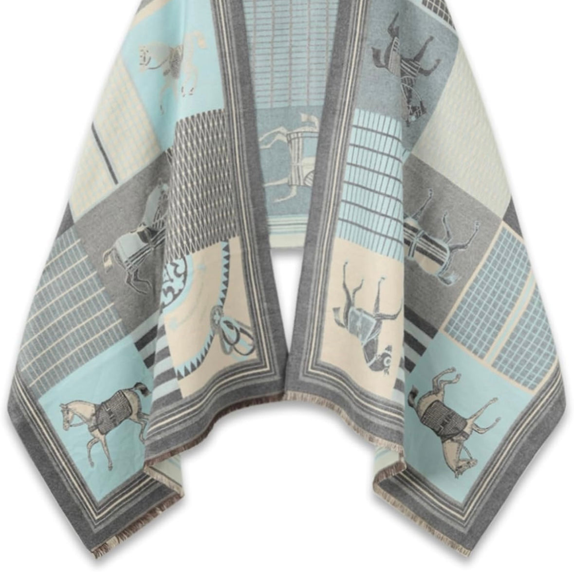 Light Blue Classic Equestrian Scarf/Shawl - Stylish In The Saddle