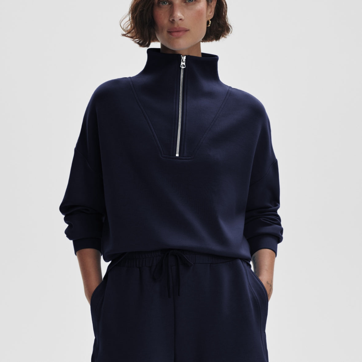 Hawley Quarter Zip Sweater Navy - Stylish In The Saddle