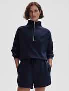 Hawley Quarter Zip Sweater Navy - Stylish In The Saddle