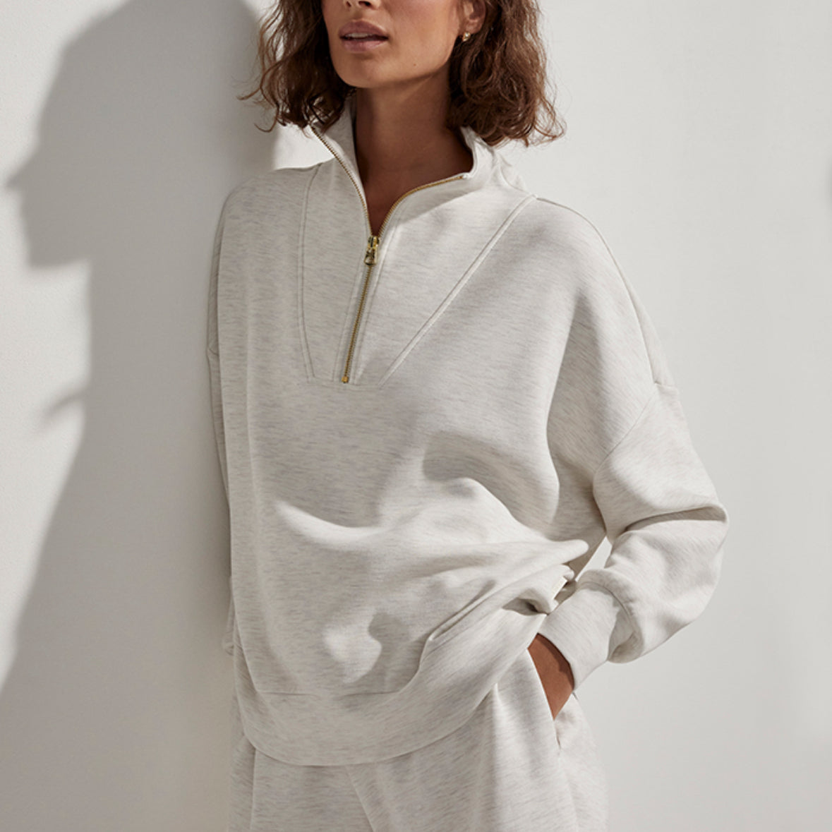 Hawley Quarter Zip Sweater Ivory - Stylish In The Saddle