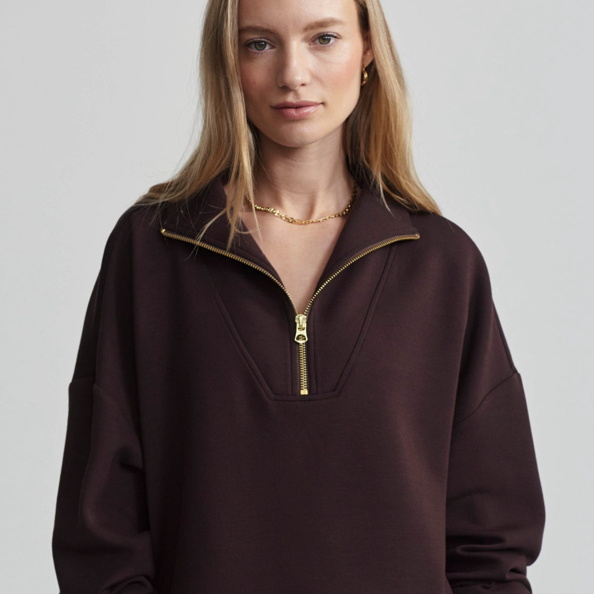 Hawley Quarter Zip Sweater Coffee - Stylish In The Saddle