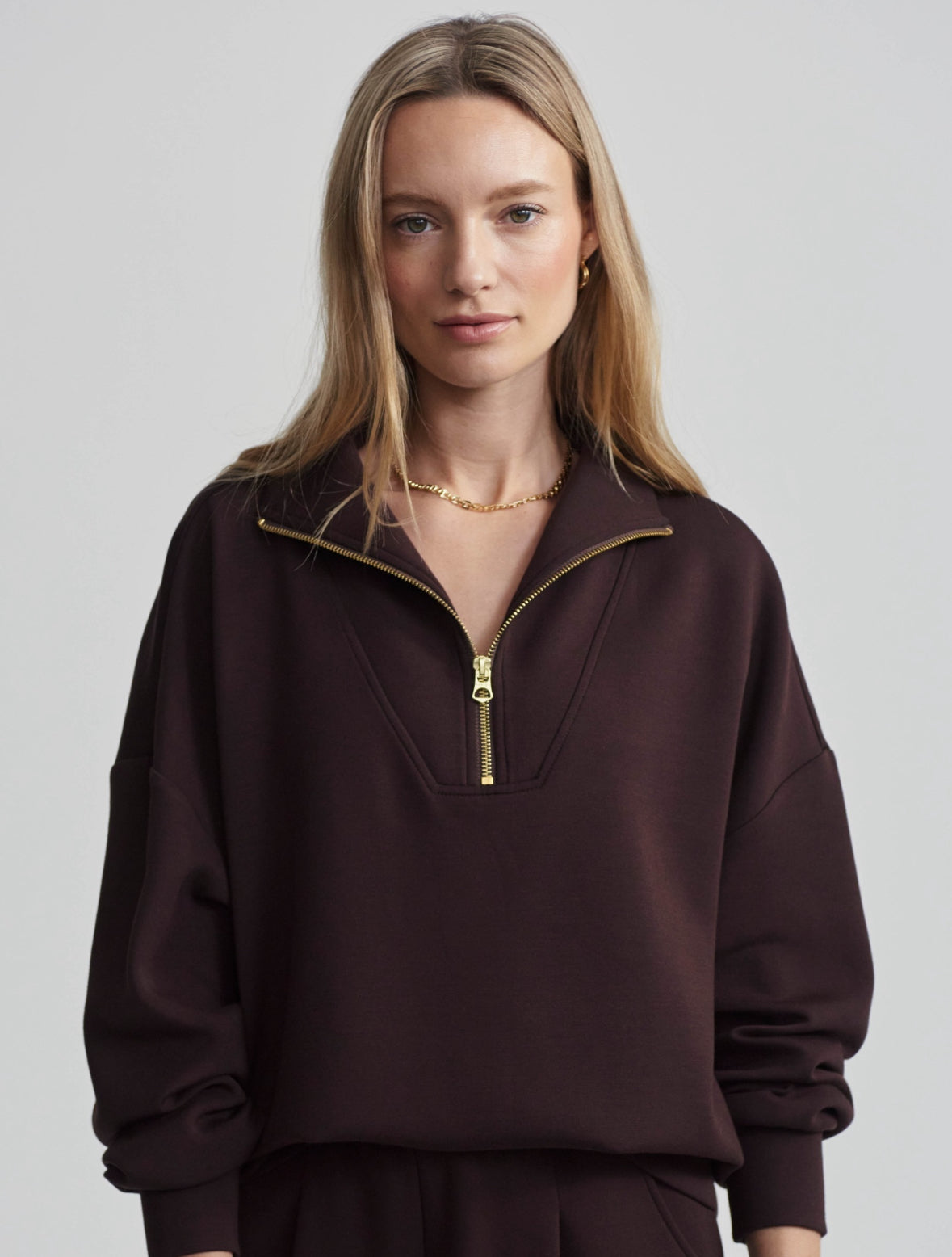 Hawley Quarter Zip Sweater Coffee - Stylish In The Saddle