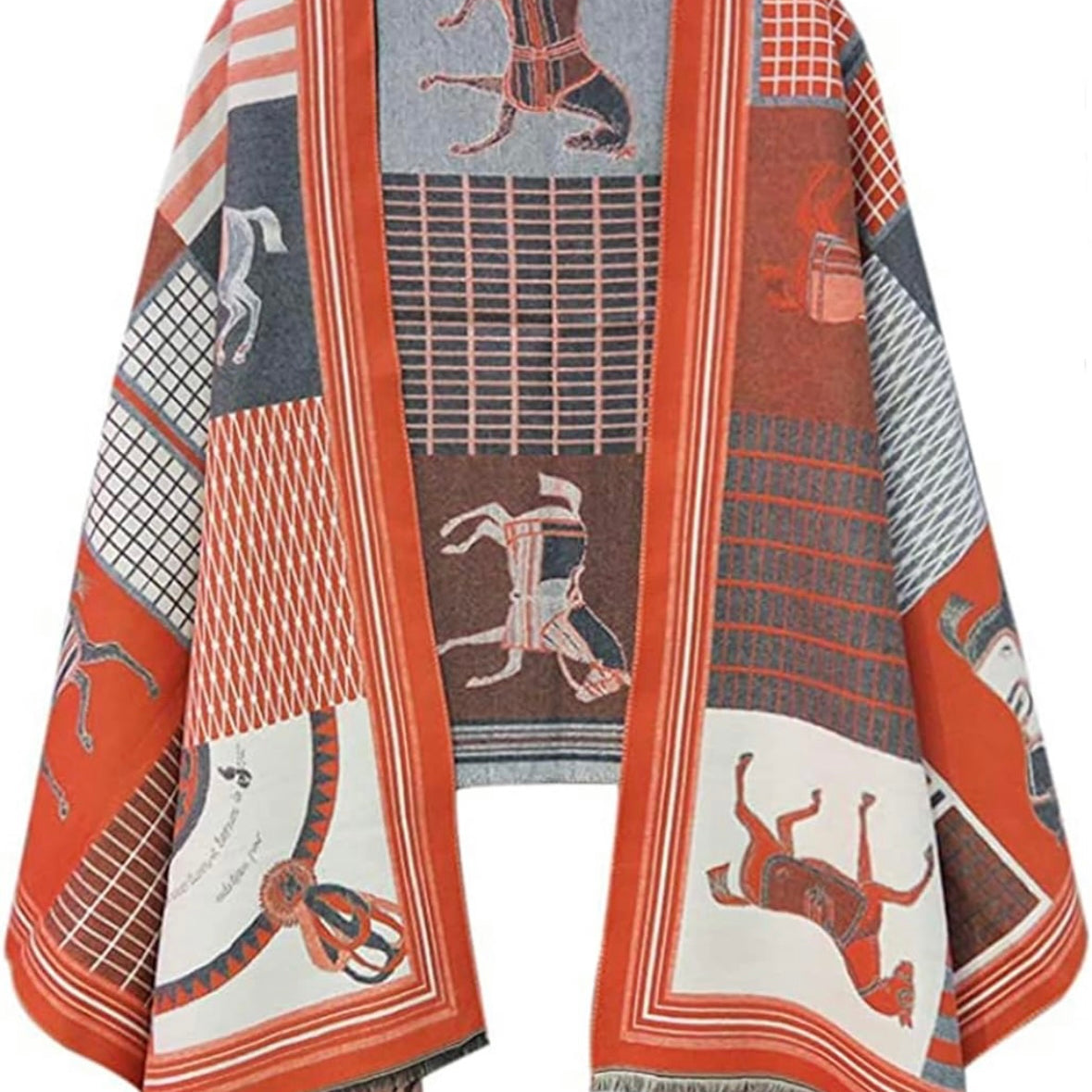 Orange Classic Equestrian Scarf/Shawl - Stylish In The Saddle