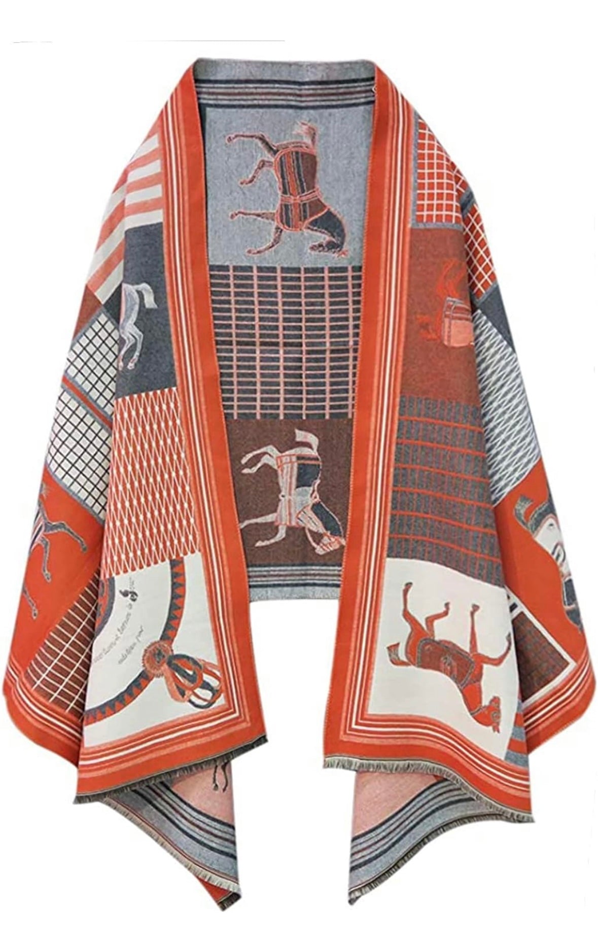 Orange Classic Equestrian Scarf/Shawl - Stylish In The Saddle