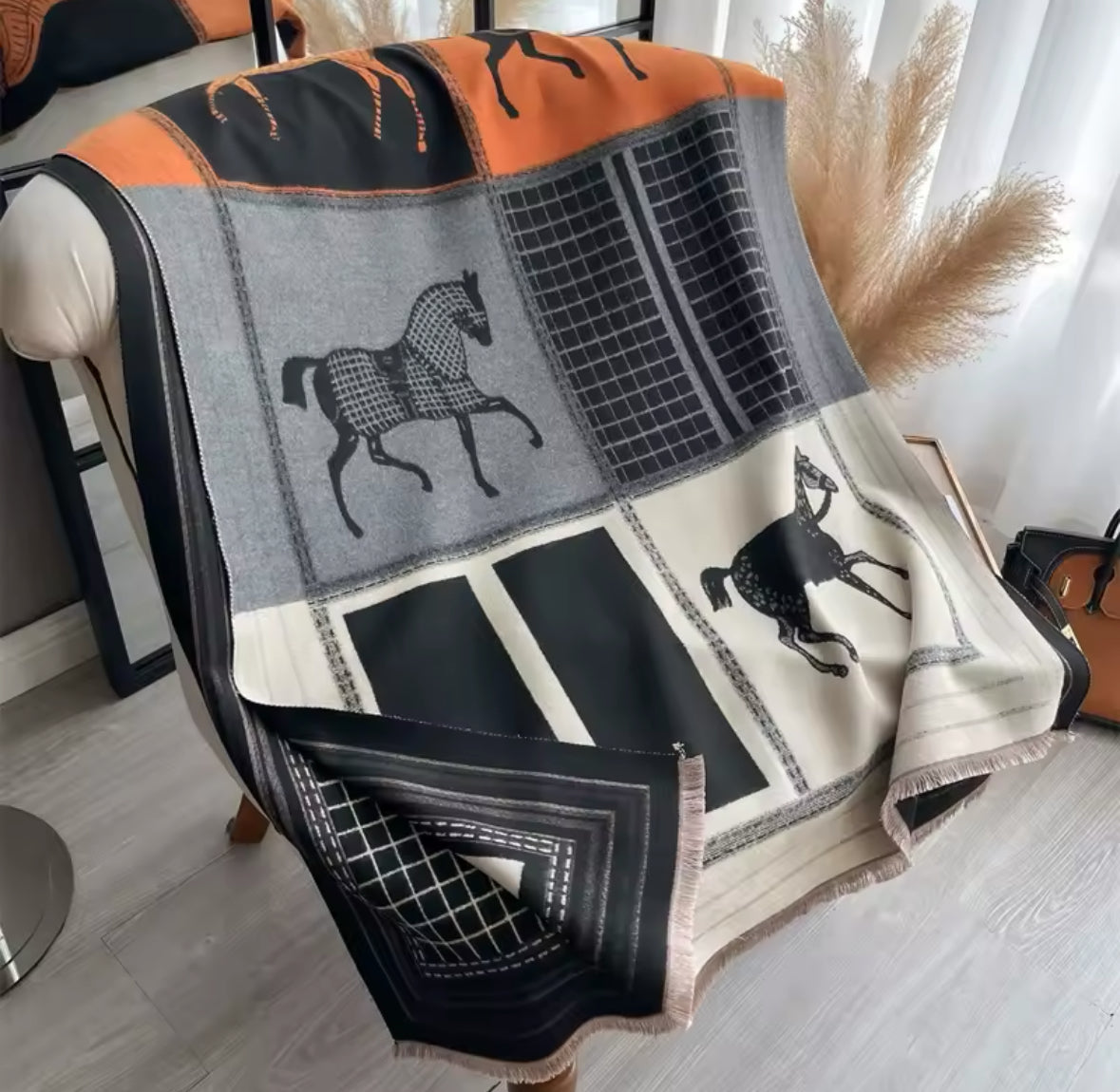 Black Classic Equestrian Scarf/Shawl - Stylish In The Saddle