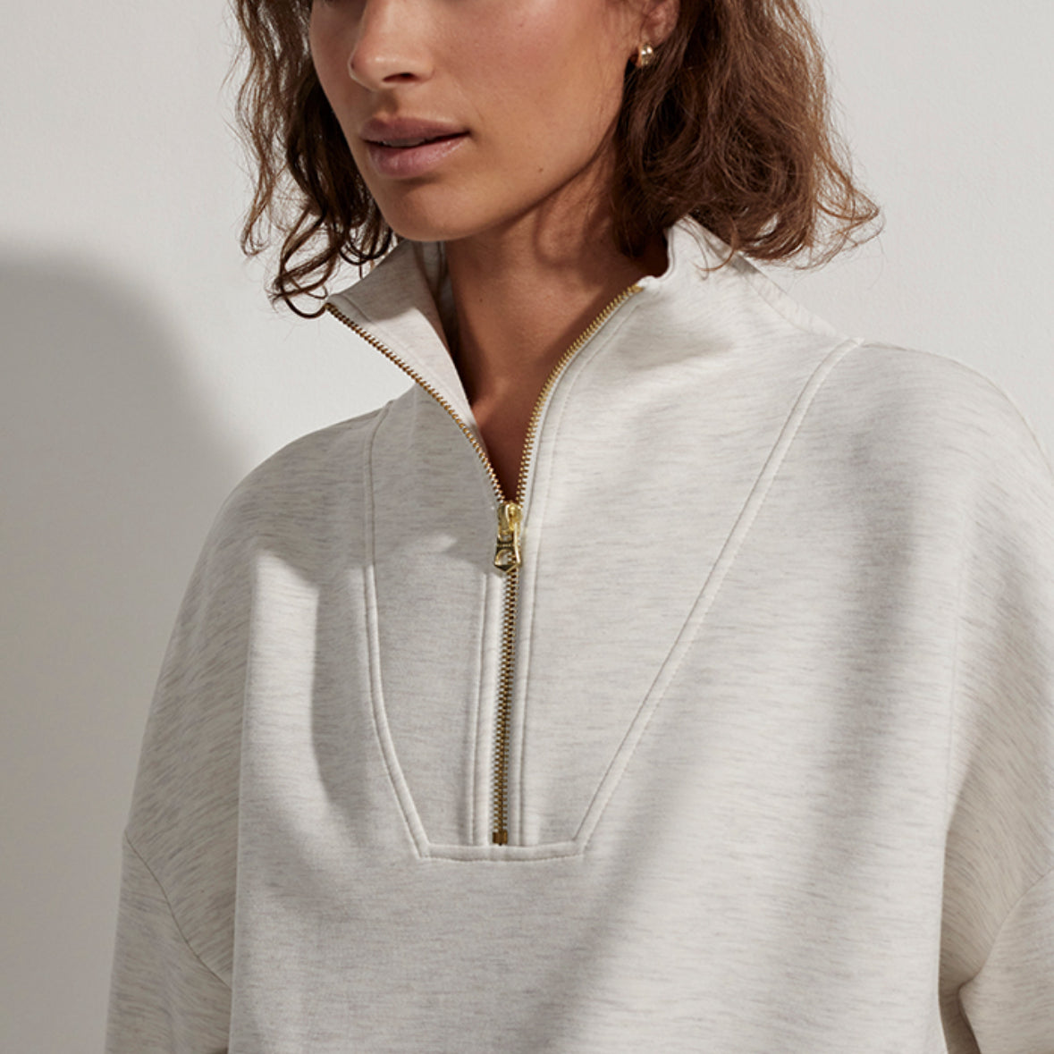 Hawley Quarter Zip Sweater Ivory - Stylish In The Saddle