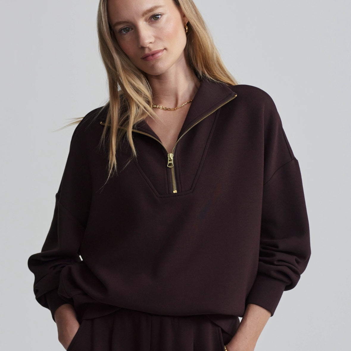 Hawley Quarter Zip Sweater Coffee - Stylish In The Saddle