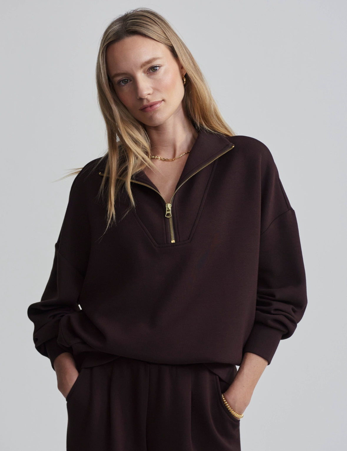 Hawley Quarter Zip Sweater Coffee - Stylish In The Saddle