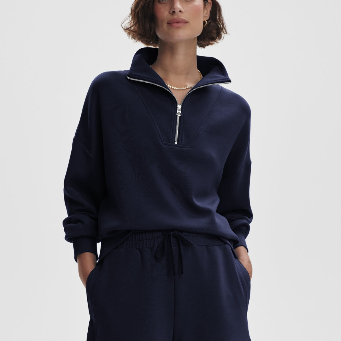 Hawley Quarter Zip Sweater Navy - Stylish In The Saddle