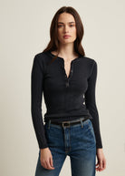 Modal Vintage Ribbed Henley - Stylish In The Saddle