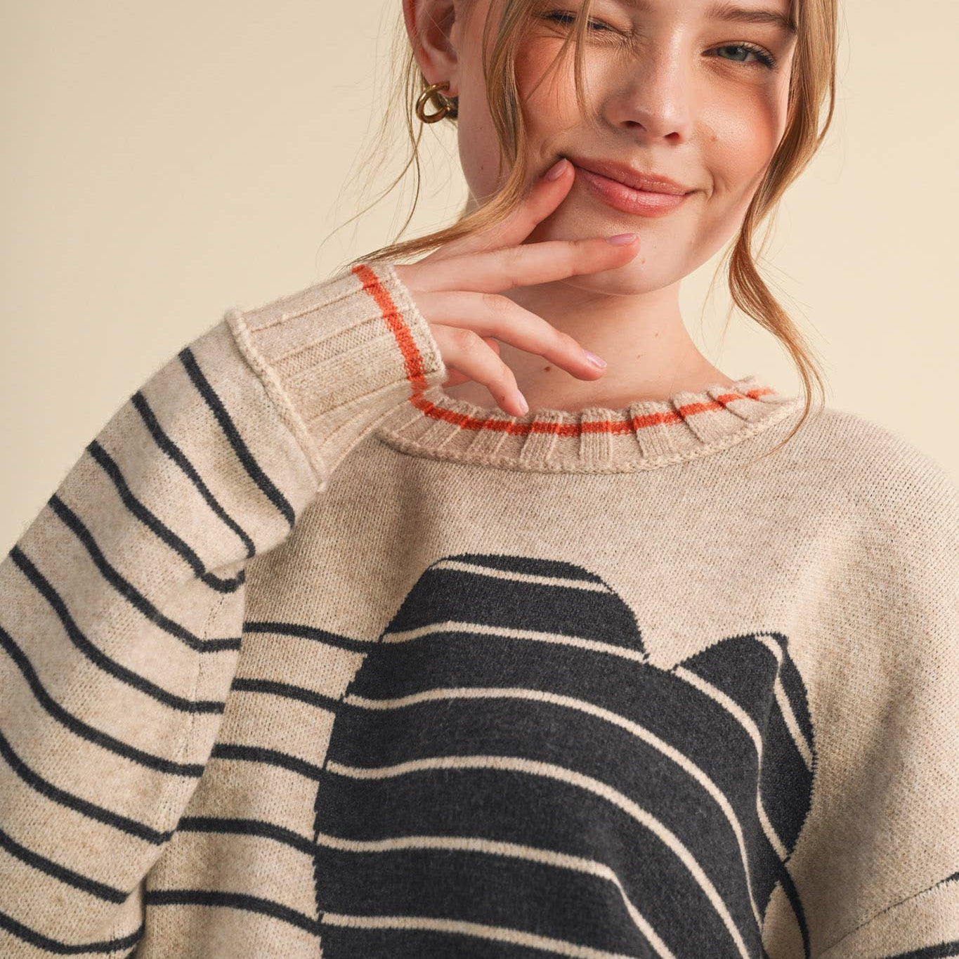 Heart Striped Sweater