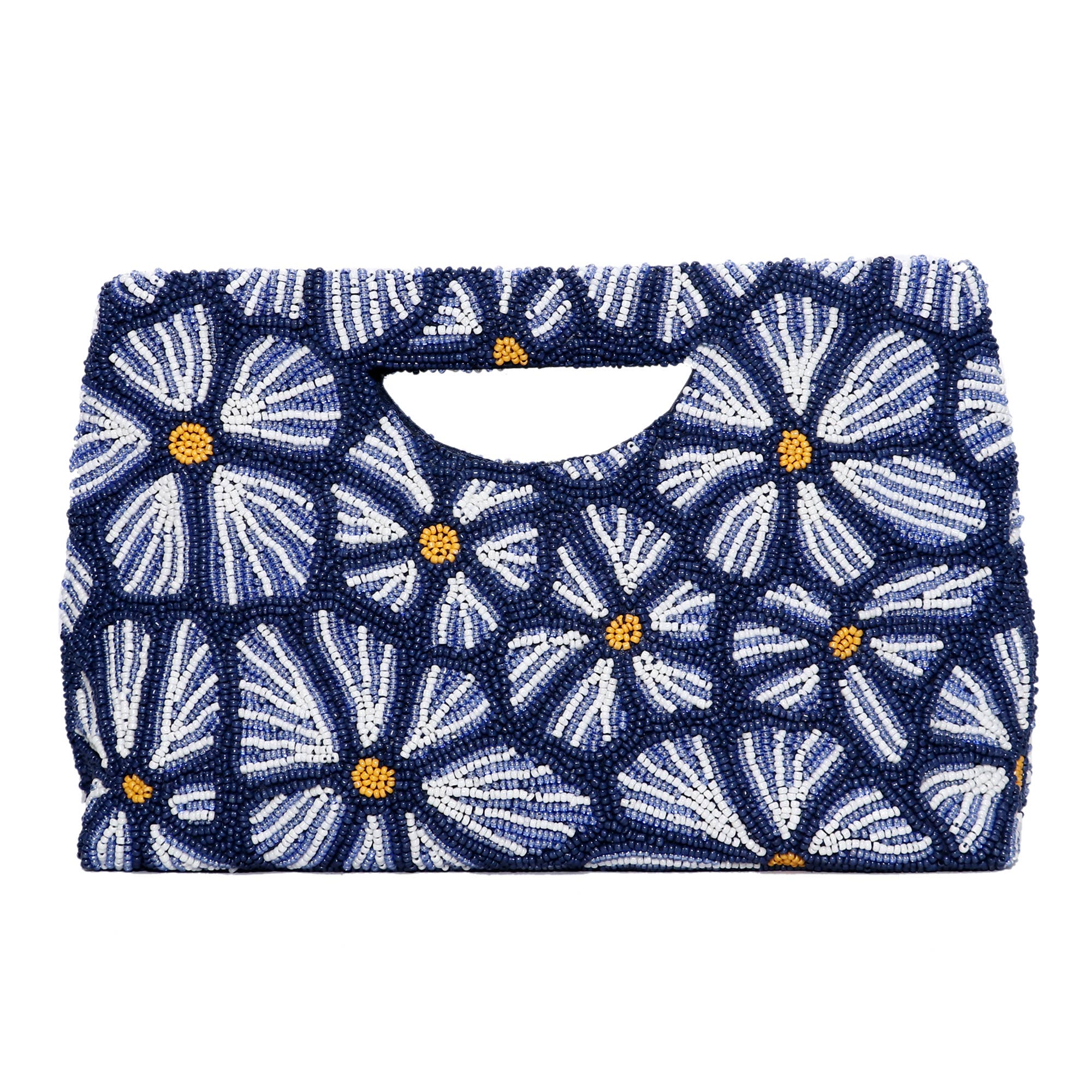 Navy Daisy Beaded Clutch - Stylish In The Saddle