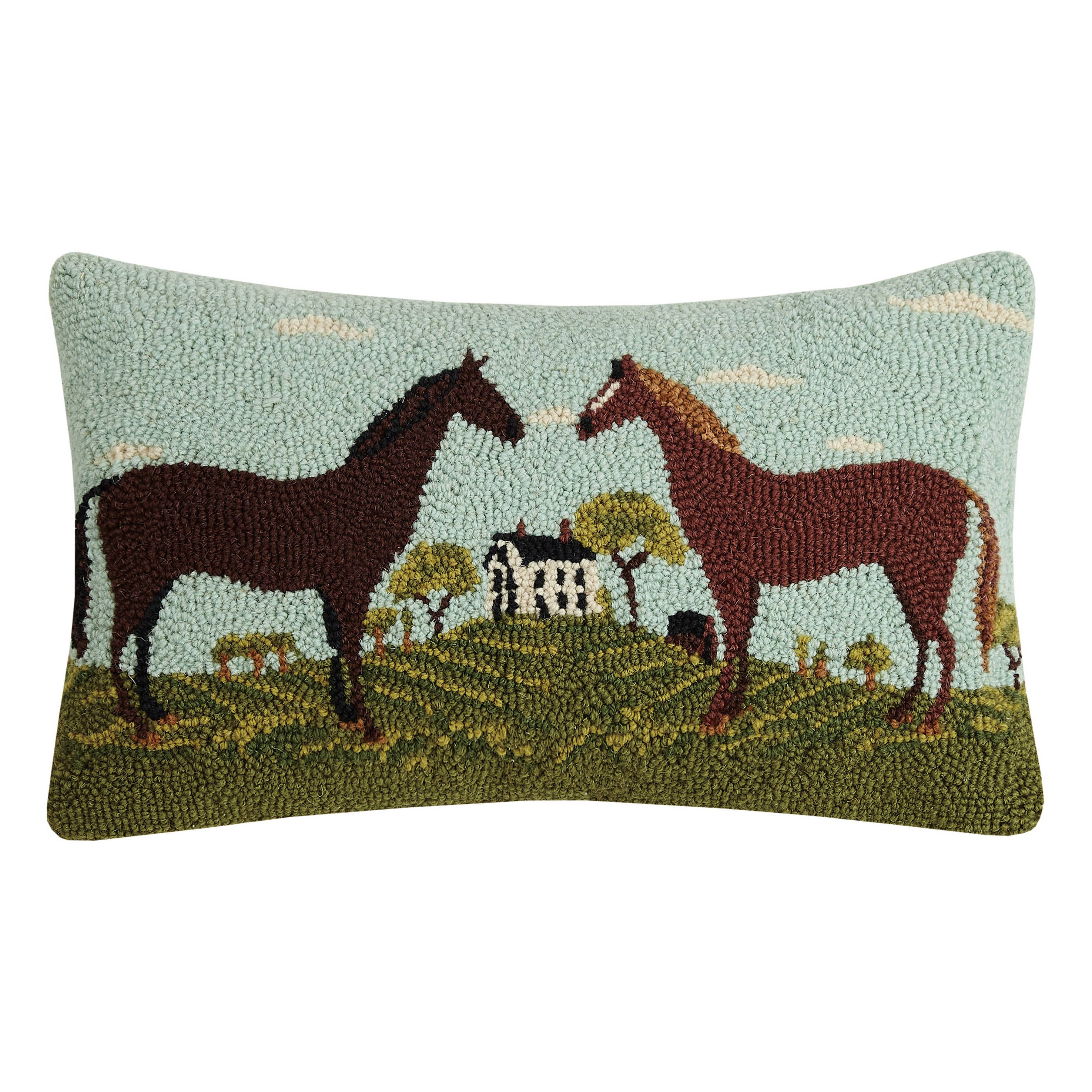 Horses Farmhouse Hook Pillow - Stylish In The Saddle