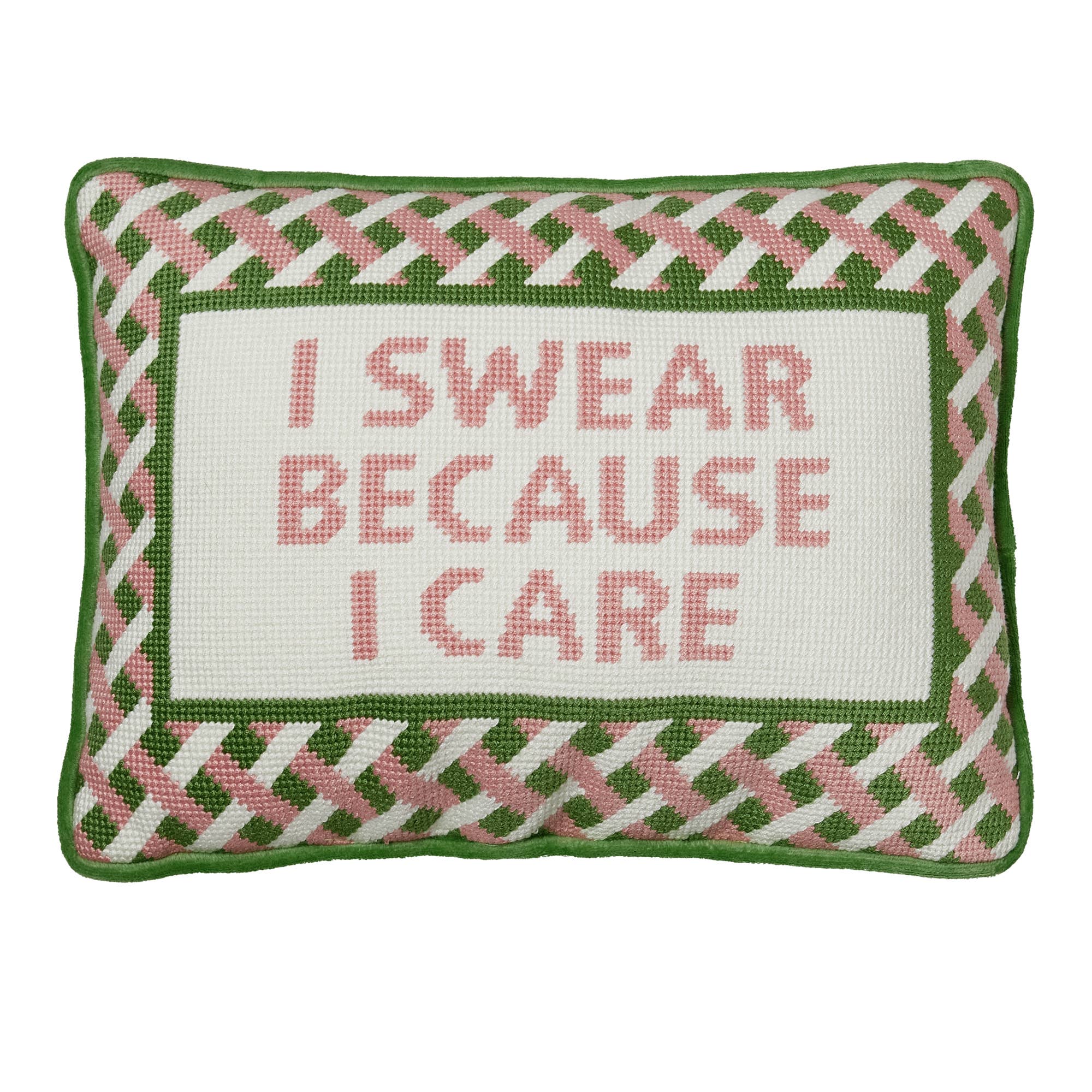 I Swear Because I Care Embroidered Needlepoint Pillow - Stylish In The Saddle