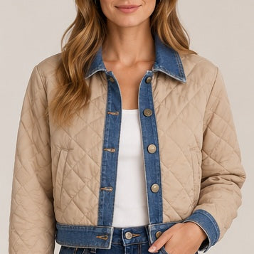 Denim Khaki Jacket full front view