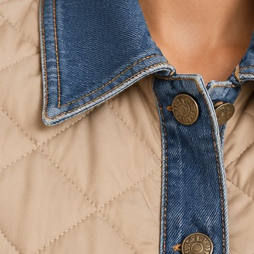 Denim Khaki Jacket denim collar detail