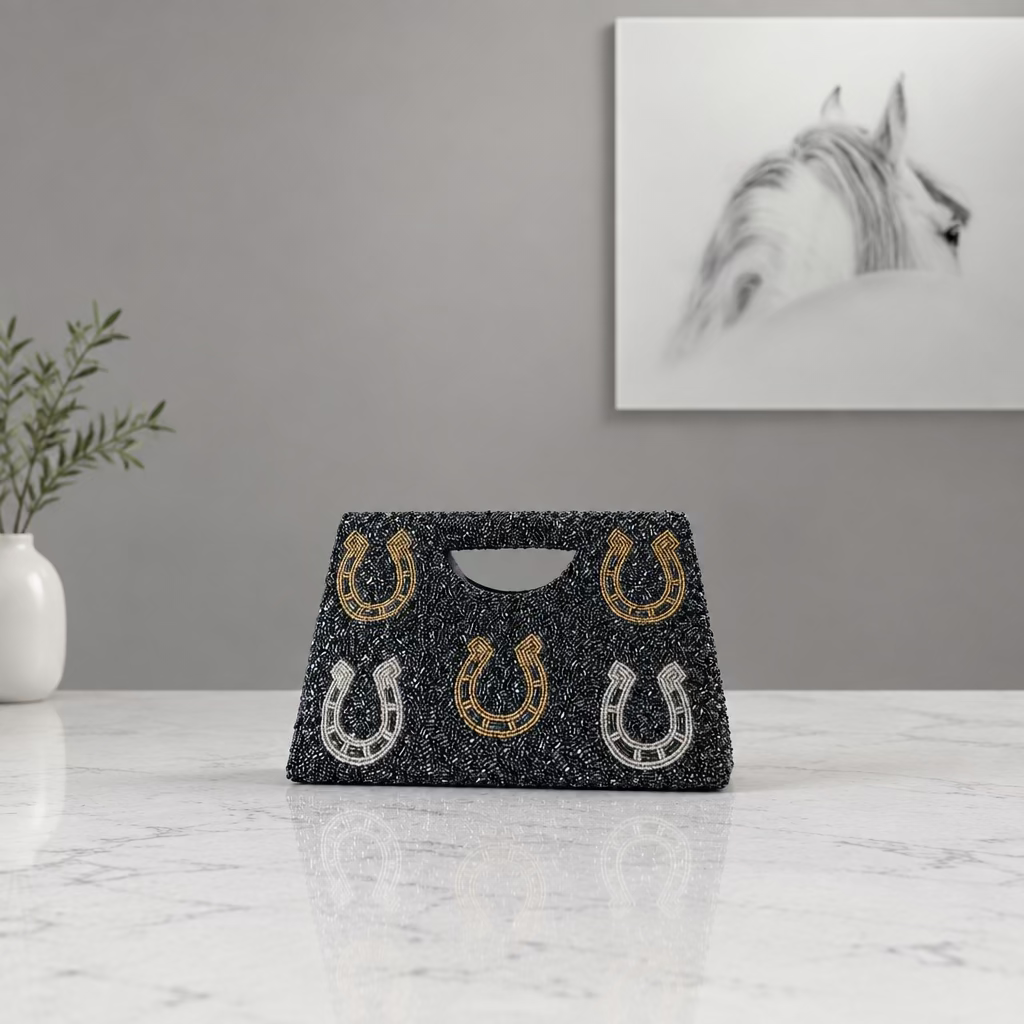Exclusive Beaded Horseshoe Clutch - Stylish In The Saddle