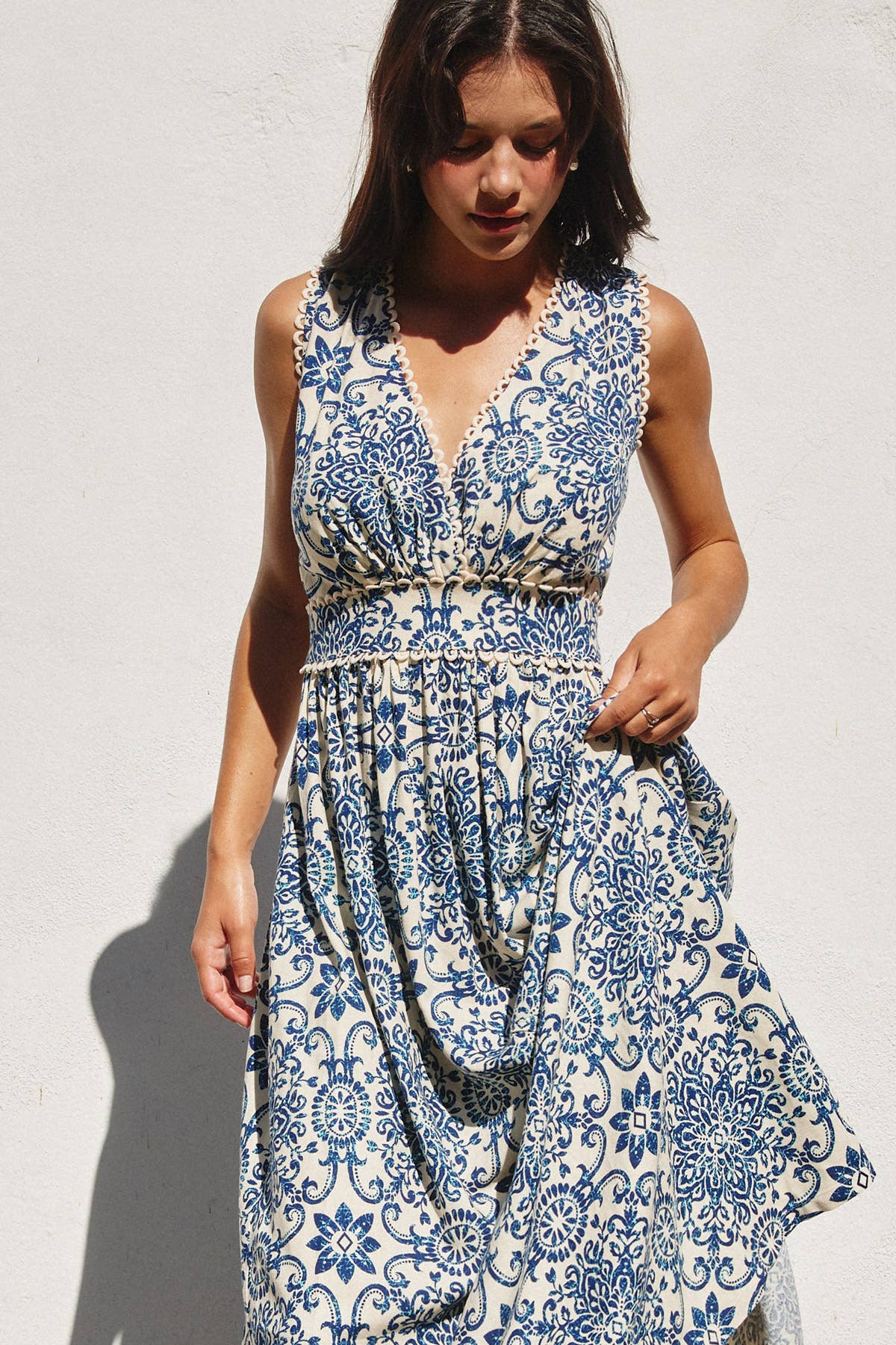 scalloped lace maxi dress Goddiva Embroidered Lace Scalloped Edge Maxi Dress