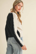 WHIP STITCH TWO-TONE SWEATER MSW11155 - Stylish In The Saddle