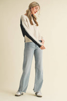 WHIP STITCH TWO-TONE SWEATER MSW11155 - Stylish In The Saddle