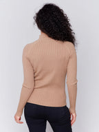 Caramel Ribbed Mock Neck Top - Stylish In The Saddle