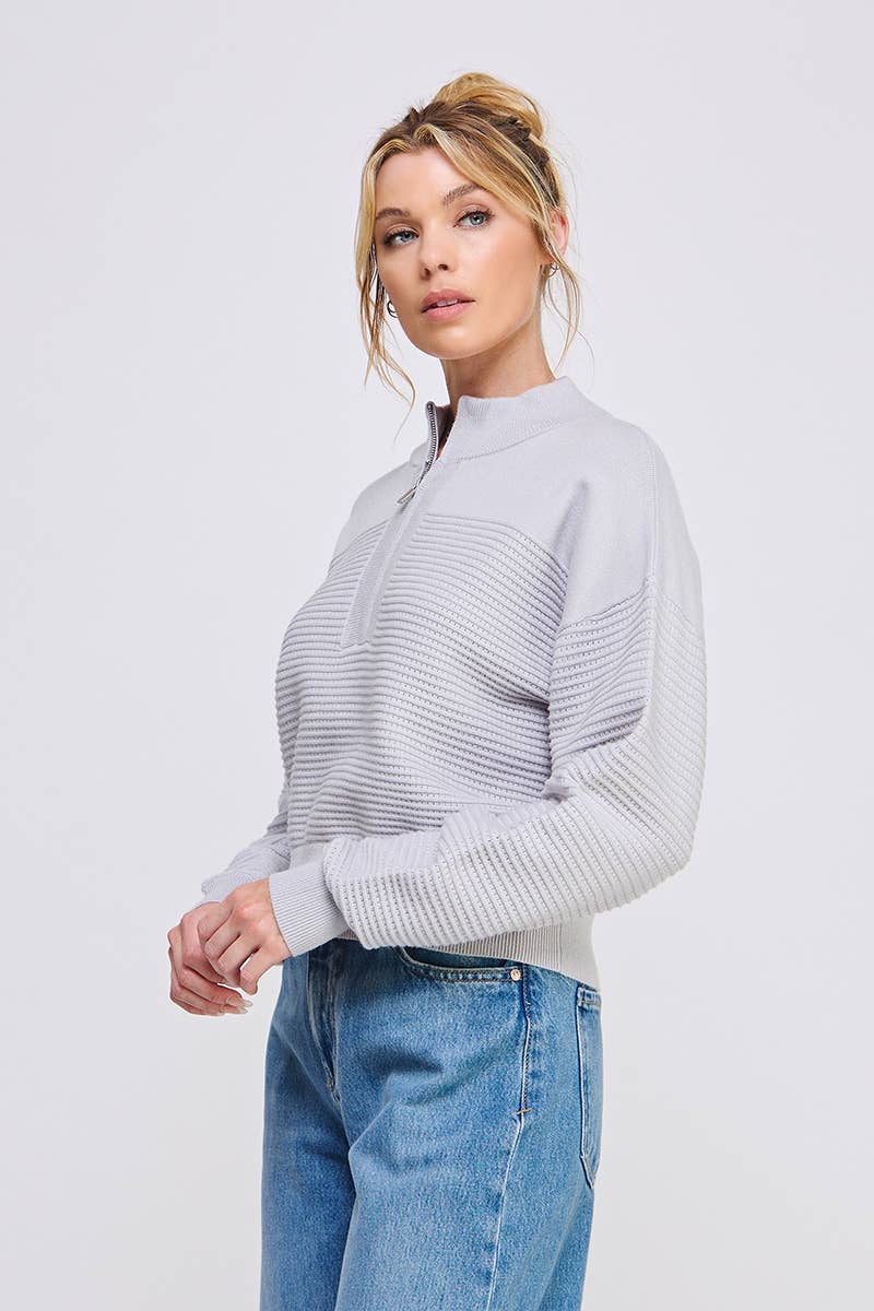 Dolman Half Zip Rib Sweater