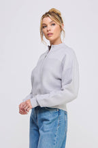 Dolman Half Zip Rib Sweater