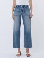High Rise Patch Pocket Jeans