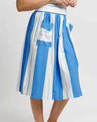 Palm Springs Bright Blue and White Striped Midi Knit Skirt - Stylish In The Saddle