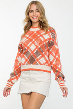 Checkered Plaid Orange Sweater