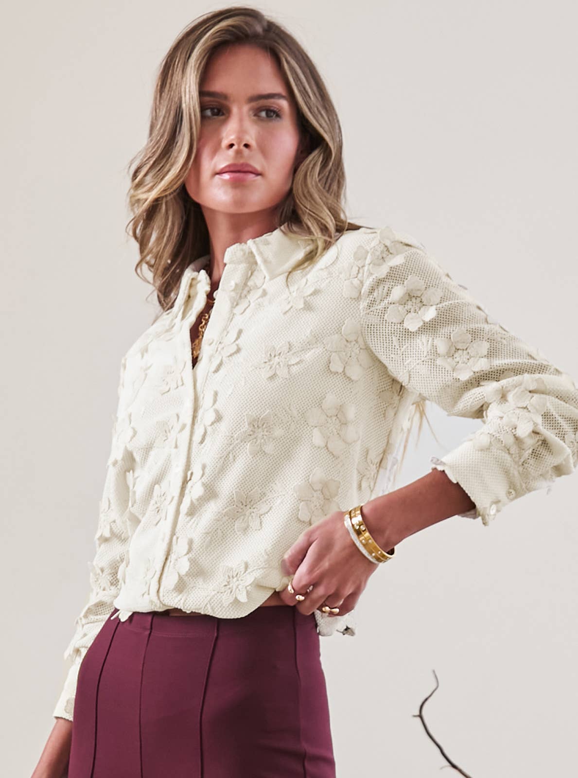 3D Floral Button-down Shirt - Stylish In The Saddle