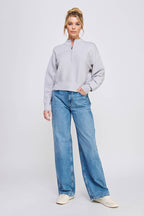 Dolman Half Zip Rib Sweater