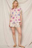 Multicolor Embroidered Short Sleeve Button Down Shirt - Stylish In The Saddle