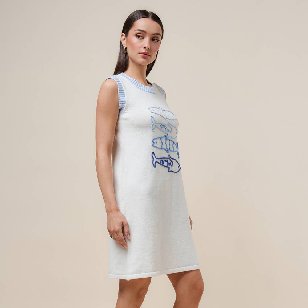 Sardine Embroidered Dress CREAM / L