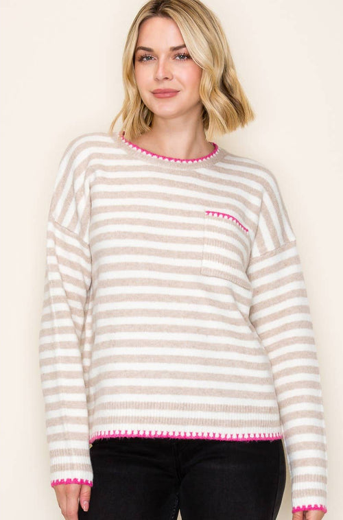 Blanket Stitch Stripe Sweater
