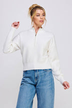 Dolman Half Zip Rib Sweater
