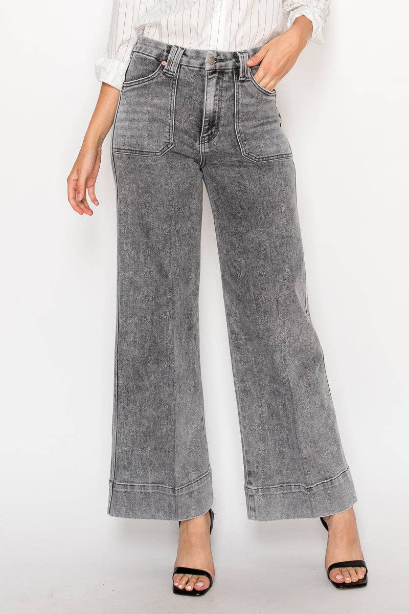 High Rise Grey Palazzo Jeans